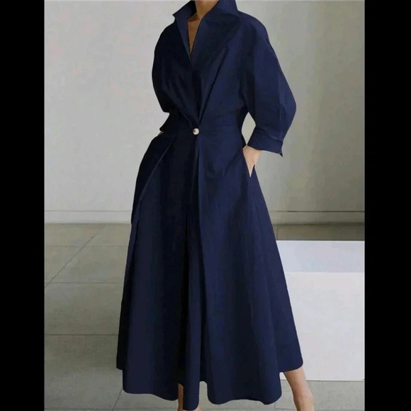Dresses & Skirts - Wrap Waist A-Line Elegant Long Sleeve Dress